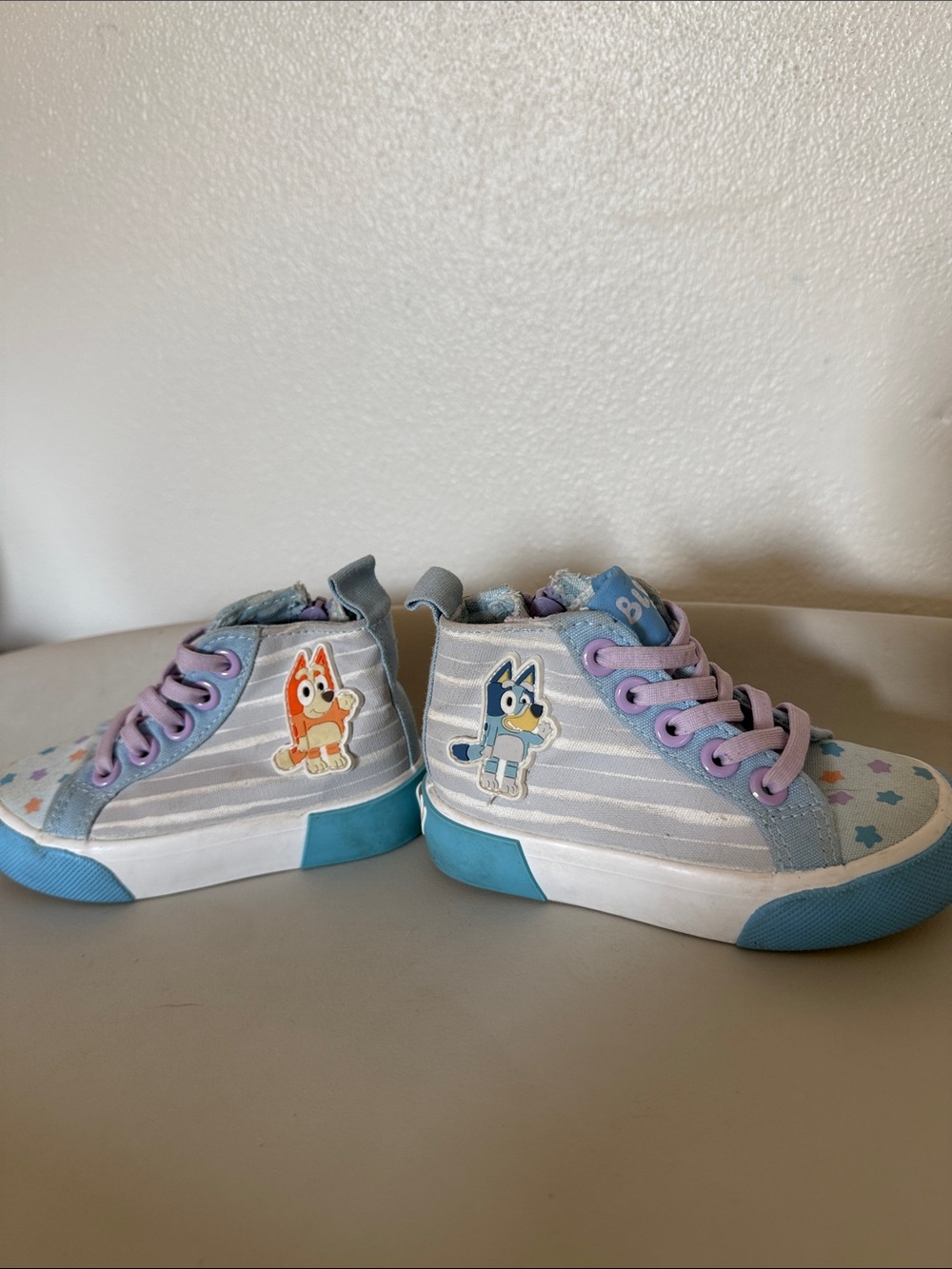 Kids Blue and Lavender High-Top Character Sneakers